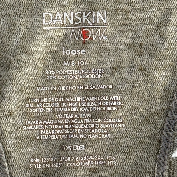 Danskin Now Gray Racerback Gym Is My Happy Place Workout Loose Fit Tee Sz M 8/10 - Picture 2 of 6